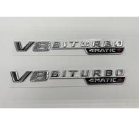 2 V8 BITURBO 4matic Emblem Sticker for Mercedes Benz AMG GT S ML SL Class CLA GLA SLK SLS CLS W220 (Chrome)