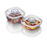 LAICA 2 Vacuum Canisters, Vacuum Storage Container- for Food Storage, Food Freshness,Preserve & Marinate Vacuum Containers- 1L & 2L, Transparent