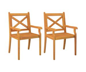 (2) vidaXL 2/3/4/6/8x Solid Wood Acacia Outdoor Dining Chairs Kitchen Accent Chair