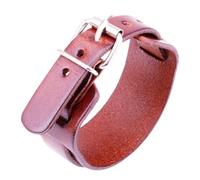 2. Vintage Edgy Double Layer Leather Wristband Adjustable Buckled Punk Cuff Chain Accessory Unisex Punk Rock Leather Wristband