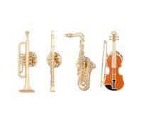 2 Vintage Guitar Brooches 4-Pack, Alloy Enameled Lapel Pins for Clothing Outerwear Music Lovers Alloy Guitar Pin for Backpacks