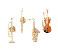 2 Vintage Guitar Brooches 4-Pack, Alloy Enameled Lapel Pins for Clothing Outerwear Music Lovers Alloy Guitar Pin for Backpacks