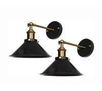 2 Vintage Wall Sconce, Battery-powered Wireless Remote Control Wall Mount Lights, 240 Degree Adjustable Industrial Wall Lamps for Restaurants Galleries Aisle Kitchen Room Doorway ( Color : Black )