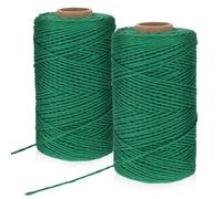 2 Volumes Garden Cotton Twine, 656 Feet Soft Cotton Green Hemp Twine for Gardening Green Twine for Crafts Garden String Green Tomato Twine Greenhouse Accessories for Gift Wrapping Climbing Plant Tie