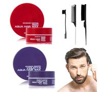 2 Water Based Hair Wax and 3 Brush Combs for Hair Styling, Strong Hold Shaping Wax, Aqua Wax Hair Wax, Edge Brush Mouse Tail Comb, Hair Dye Comb
