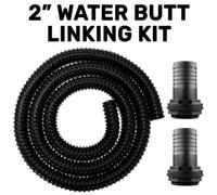 2" Water Butt Connector Kit Corrugated Uv Resistant Hose 2M 2 Bsp Straight Barb Fittings Washers & Back Nuts 1 Pack