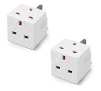 2 Way 3 Pin Power Adapter Plug Splitter 13A Fused Cube Electric Multi Wall Plug Uk Socket Extensions 250V Power Extender For Kitchen Home Office & Indoor Lighting (Pack Of 2)
