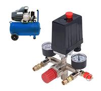 2 Way Air Compressor Pressure Switch,90-120PSI Air Compressor Pressure Control Switch Valve + Pressure Gauge AC 240V/380V Control Valve Replacement Part Vertical Switch Manifold