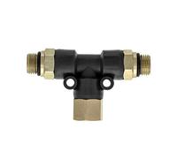 2 Way Airbrush Air Hose Splitter Manifold with 1/8" BSP Fittings; 2 Male Air Outlets and 1 Female Air Inlet