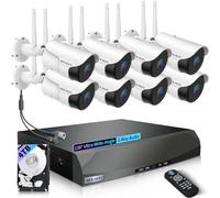 【2-Way Audio Update & 2 Antenna】5.0 Megapixel Outdoor Security Camera System, 8.0MP and 10K NVR (3MP) for Outdoor Use