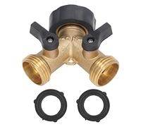 2 Way Ball Valve, Brass Plastic Hose Splitter, 3 / 4in Thread Durable Valve Switch - Rust Stainless Steel Core, Easy Operation for Garden Irrigation and Watering