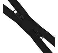 2-Way Black Waterproof Zip 1pc | Open-End Water Repellent Coil Nylon Replacement Zipper Two Sliders (Black, 75cm (29.5"))