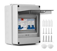 2 Way Consumer Unit Circuit Breaker - Garage Consumer Circuit Breaker Panel, IP65 Consumer Unit Anti-Leakage Fuse Box for Caravans Workshops Garages 32A RCD 6A+16A (2 WAY)