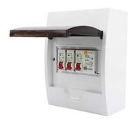 2 Way Consumer Unit Circuit Breaker Panel Mini Leakage Circuit Breaker Board 40A 30mA RCD 2MCB 6 16 40A, IP65 Protective Plastic Shield Garage Residential Building Electricity Box for Workshops