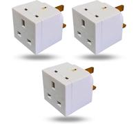 2-Way Cube Plug Adapter UK Double Plug Extension Socket for Home, Office, Kitchen, Laptop, WiFi Extender, LED Devices, Multi Plug, 3-Pack, Child-Safe White.