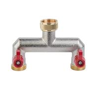 2-way Distributor with Shut-off Valves for Outlet Valves 3/4 Inch Nickel-Plated Brass Plumbing Fittings
