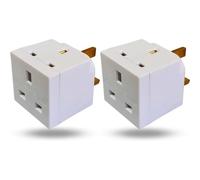 2 Way Double Plug Adaptor - Cube Electric Double Adapter Plug UK - Plug Extension Double Socket - Adaptor Power Extension for LED, WIFI extender booster Laptop & further. Socket Pin for Office, Home.