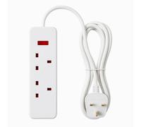 2 Way Extension Lead with 2m Cable, UK 13A Plug, Neon Power Indicator Light, Twin Socket Extension Lead for Home, Office, Work and Indoor Electrical Use UK Standards - By MegaAisle