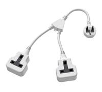 2 Way Extension Lead with Short Cable (Plug Included), 2-in-1 Double Sockets Extension, 2 AC Outlets Power Strip 3500W (250V/13A) for Home Travel Office, Small Power Cord, White 0.38m