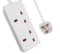 2 Way Extension Leads with Cable 3G1.25, 10M, White