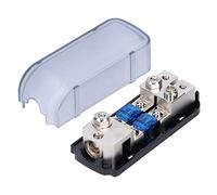 2 Way Fuse Holder Box, 1 In 2 Out Fuse Distribution Block for Car Yacht Boat Stereo Audio System, 60A Dual Circuit with Transparent Cover, Reusable Plastic Fuse Case for 4/6/8/10