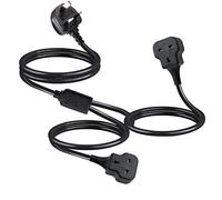 2 Way Gang Extension Lead 1M, KC CABLE Double Socket UK Mains Power Extension cords 13A UK 3Pin Fused Plug male to female Y splitter Power Strip,Extension for Travel, Home, Office, Black…