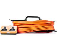 2 Way Gang Rubberised Plastic Double Socket Power Mains Extension Lead 10M Metre Cable British Approved 13A - Orange