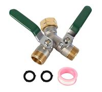 2 Way Garden Hose Splitter, 3/4" Tap Y Splitter with On/Off Valves and Extended Handle, Y Valve High Flow Outdoor Faucet Splitter, Brass Nickel Plated Tap for Home Garden Outdoor