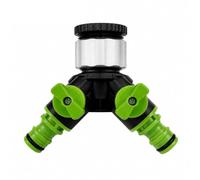2 Way Garden Tap Connector Splitter with Individual Shut Off Valves | Dual Hose Pipe Adapter | 3/4" Tap Connector & 2 x 1/2" Hose Connectors | Heavy Duty Outdoor Water Splitter