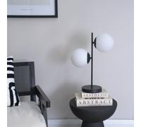 ValueLights | Black 2 Way Table Lamp with Opal White Frosted Glass Globe Shades for Living Room Bedside Light | Table Lamps, Home Décor & Improvement Essential