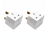 2 Way Multi Plug Adapter Pack Of 2 13A Double Plug Adapter UK Plug Extention Plug Extension Socket 3 Pin Plug Outlet Extender Compact Power Extension Multi Socket Plug for Computer Laptop TV Etc.
