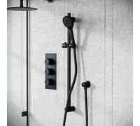 2-Way Overhead Rainfall Shower and Matte Black Raiser Rail with Handset Set Nes Home Black One Size