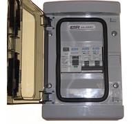 2 Way RCD Consumer Unit 40 Amp 30mA with 6 Amp and 16 Amp Type B MCB Circuit Breakers Garage Shed