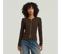 2-Way Slim Rib T-Shirt - Brown - Women M