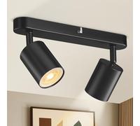 2 Way Spotlight Ceiling Light Adjustable, GU10 LED Ceiling Lights Fitting, Rotatable Black Industrial Hallway Spotlight with GU10 Socket, Modern Kitchen Spot Lamp for Bedroom Kitchen-Bulb Not Included