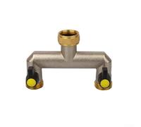 2-Way T-Type Water Distributor Adapter 3/4 Inch with Ball Valve for Faucets, Brass Construction, 90° Spout, Compatible with Fittings(A)