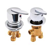 2-Way Tub Faucet Mixing Valve, Bathtub Filler Tap Deck Mount, Brass Splitter Valve, Ceramic Cartridge, Cold and Hot Water Shower Mixing Faucet