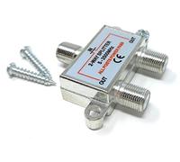 2 Way TV Splitter F-Type Screw-on Connectors RF Coaxial Cable Adapter, Passive Wideband Signal, 5-2500Mhz (1 In 2 Out)