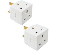 2 Way UK Plug Adapter Splitter 13A Multi Wall Plug Cube 3 pins Socket Splitter Extension Plug adaptor UK Socket Mains Extender for Home & Office (2pcs)