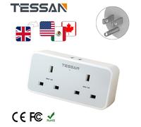 2 Way UK to American Power Converter Travel Plug 2 USB for Canada