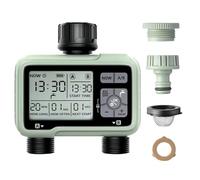 2 Way Watering Timer, Programmable Garden Water Timer with Rain Delay, Garden Watering Timer, Automatic and Manual Watering Modes for Garden, Lawn, Patio, Farm