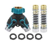 2 Way Y Hose Connector Garden Splitter Anti Kink Durable Joint Set | Dual valve control splits tap into two high flow sources for simultaneous garden watering and car washing tasks