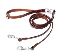 2 Ways Dog Leash Double Two Pet Leather Leads NoTangle Coupler With Handle For Walking And Training 2 Small Medium Dogs(Brown)