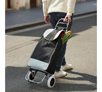 2 Wheels 35L litre Lightweight Shopping Grocery Trolley Travel Folding Cart Luggage Waterproof Bag Hard Wearing & Foldaway for Easy Storage (Black)