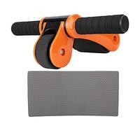2 Wheels Ab Roller Wheel, Abdominal Muscle Exerciser, Dual - Wheel Core Trainer with Knee Pad for Home Gym, Stable Aluminum Alloy Frame for Beginners to Advanced Users (Orange Yellow)