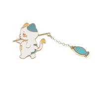 2. Whimsical Fishing Kitten Pin Fish Style Alloy Accessories 3.8cm Wearable Art Bag Hat Outdoor Enthusiast Playful Kitten Fish Accessories, 釣り