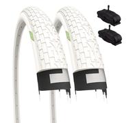 2 White Bicycle Tires 20 x 1.95 (50-406) + America Rubber Tubes BMX Kids