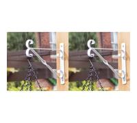 Shop4allsorts Set Of 2 White Hanging Basket Bracket 10 Inch 25cm Metal Flower Basket Support Hook