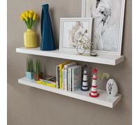 Vidaxl 2 White Mdf Floating Wall Display Shelves Book/dvd Storage