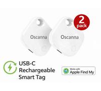 2 White Oscanna Rechargeable Smart Tag Like Airtag Works With Apple Find My